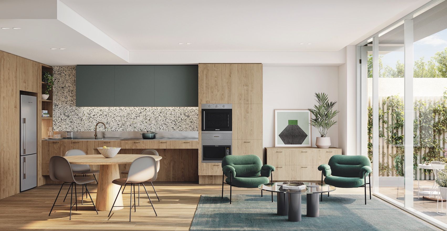 Carnegie Kitchen dining and living