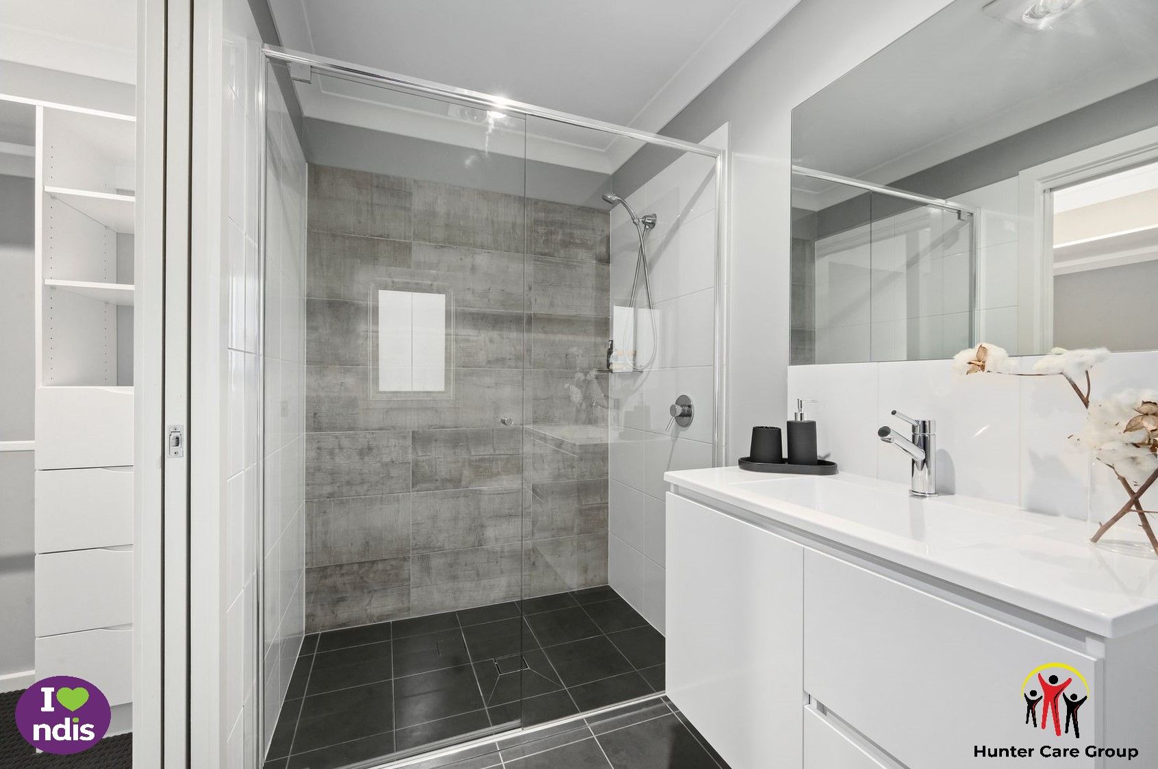 second bathroom complete with logos