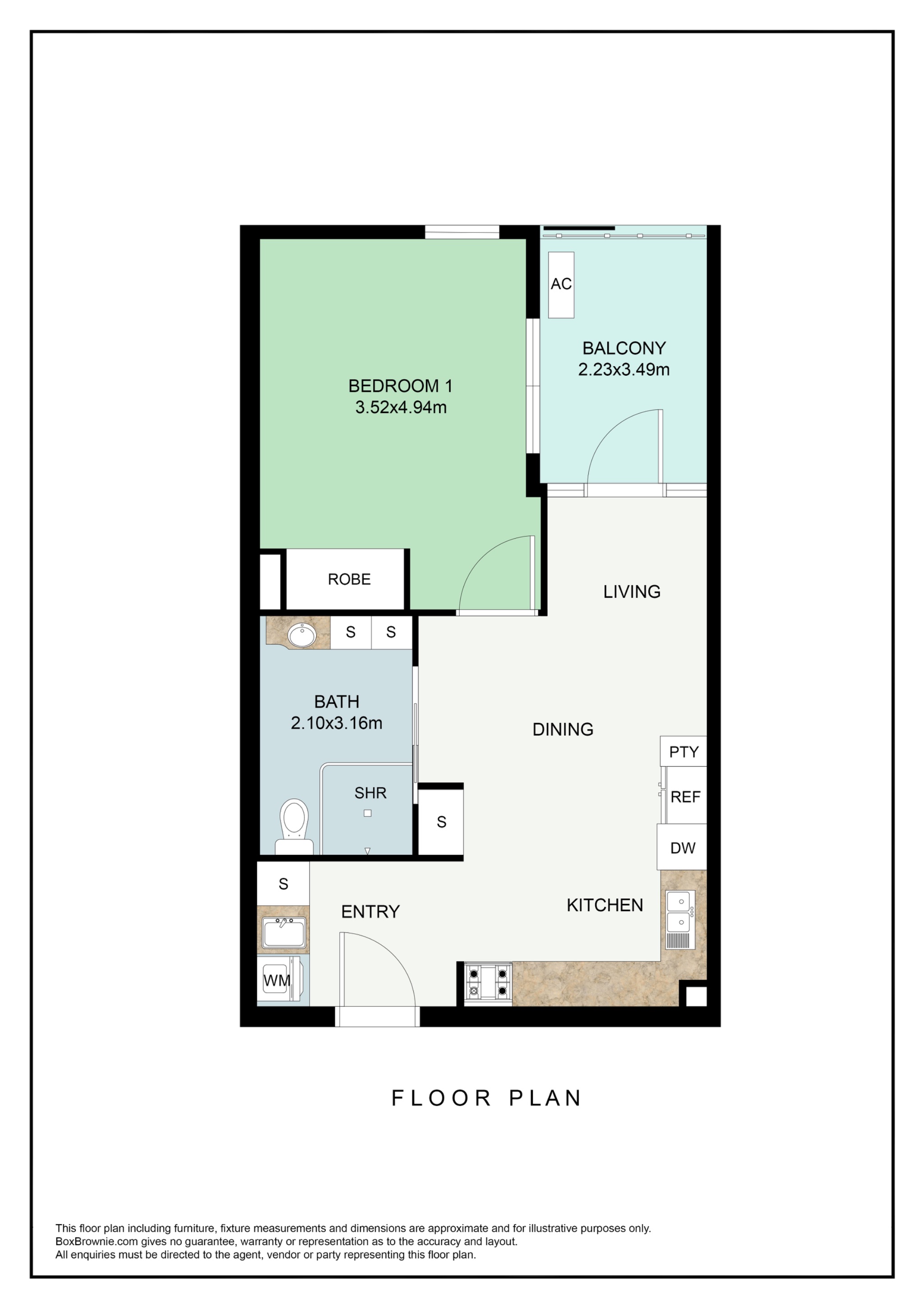 Cannington 1 bed floor plan